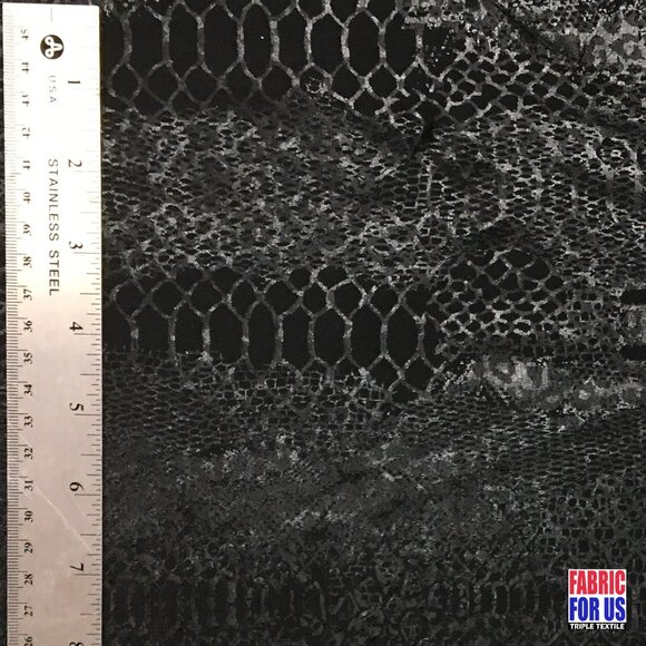 Snake Skin Black Tone on Tone Stretch Poly-Spandex Fabric 58" Wide - Picture 3 of 4